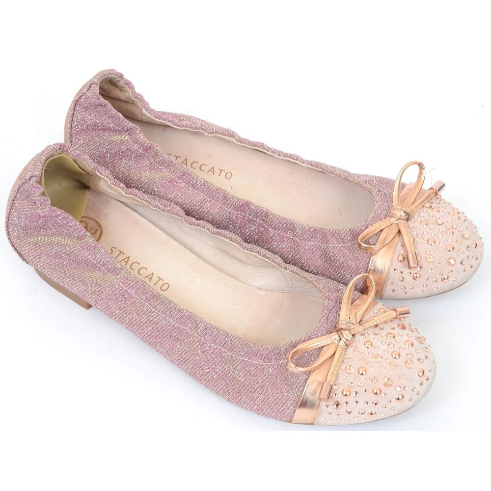 Staccato Beaded Purple Rose Gold Bows Ballet Flats  Slip On Fairy Feminine Sz 8